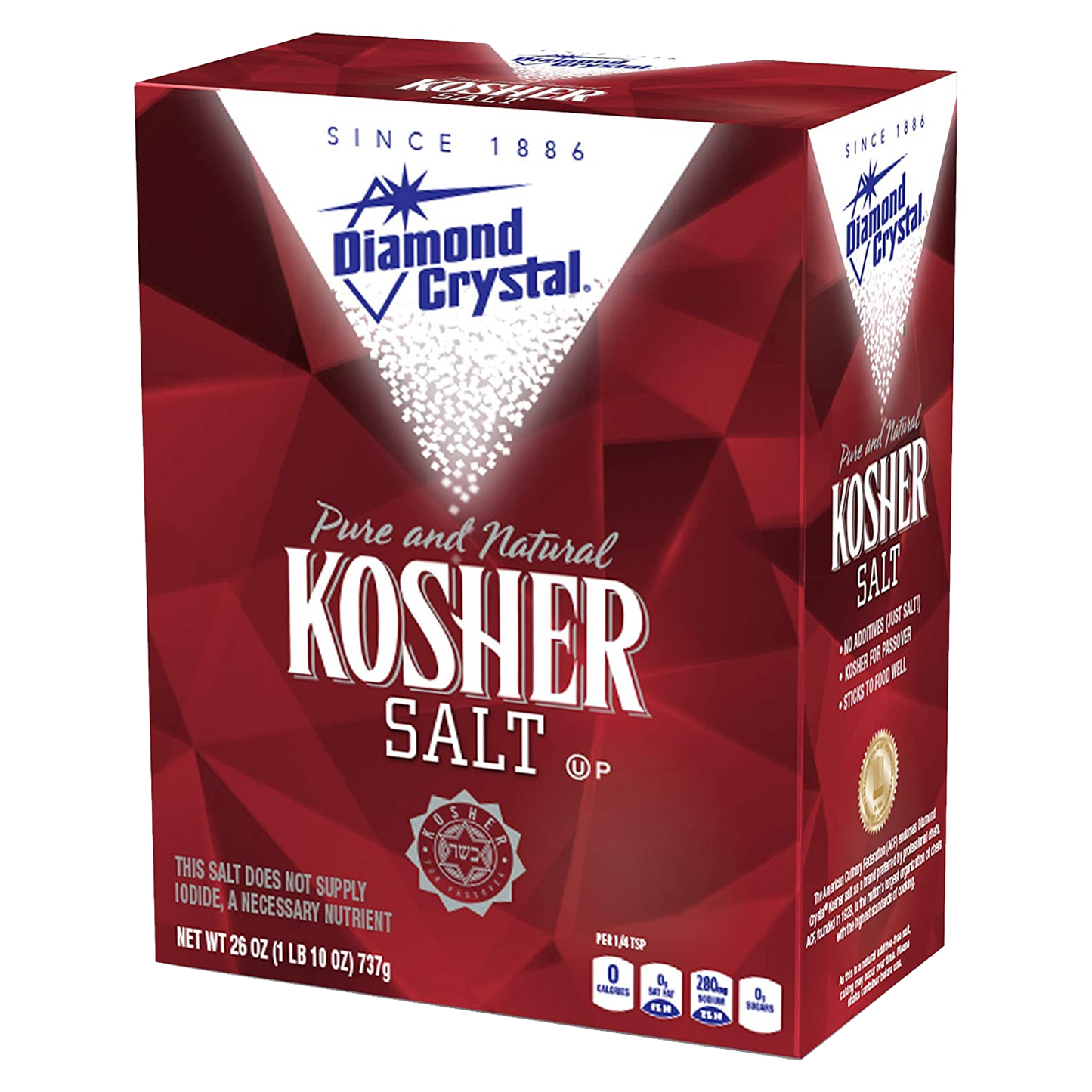 Diamond Crystal Pure and Natural Kosher Salt 737g sold by American grocer Uk