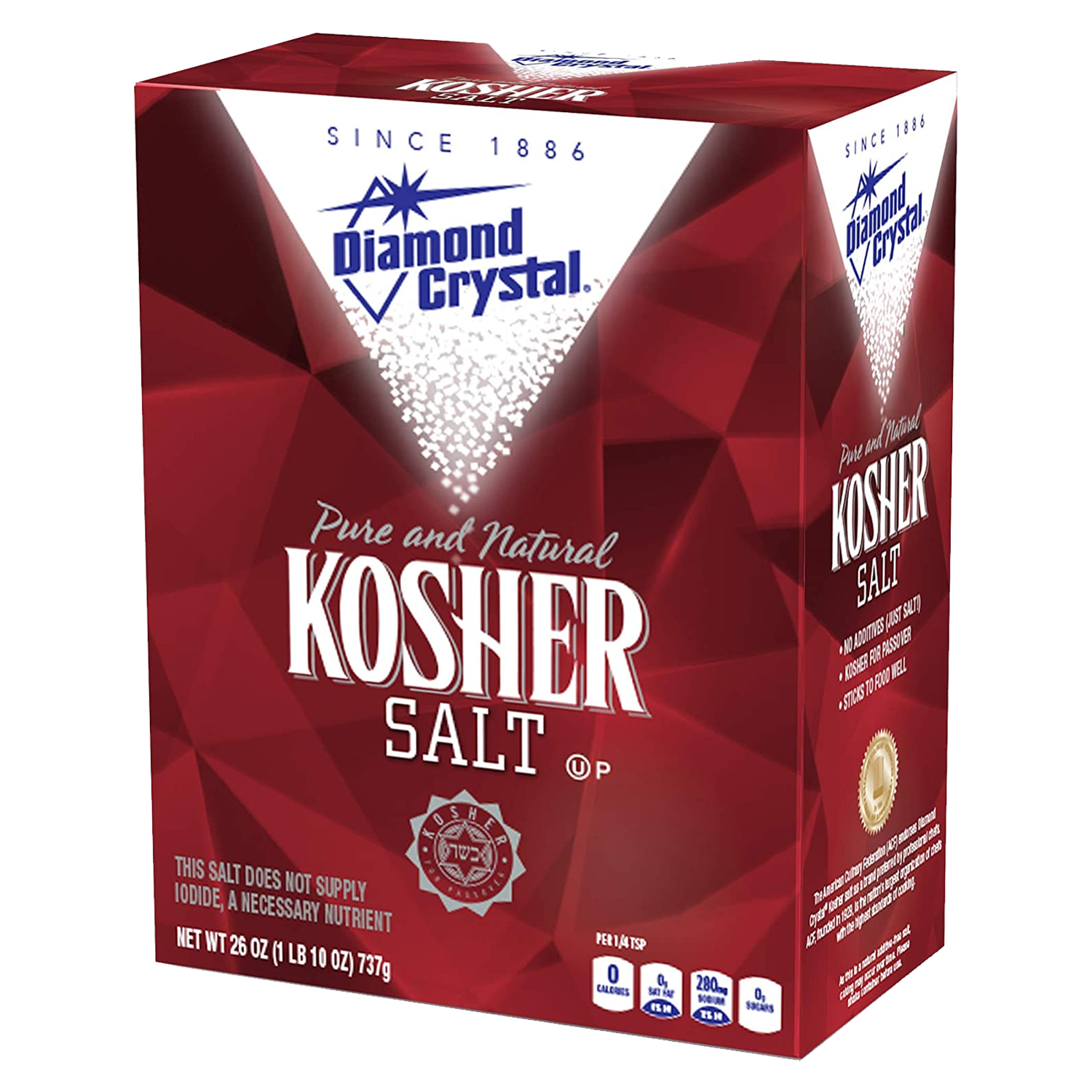 Diamond Crystal Pure and Natural Kosher Salt 737g sold by American grocer Uk