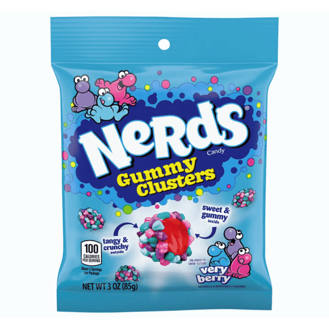Nerds Gummy Clusters Very Berry Candy Peg Bag 85g (Pack of 5) (Best Before : Feb 2026)