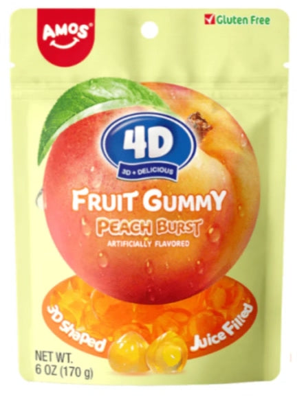 Amos 4D Fruit Gummy Peach Burst - 170g (Best Before : 04 May 2026)