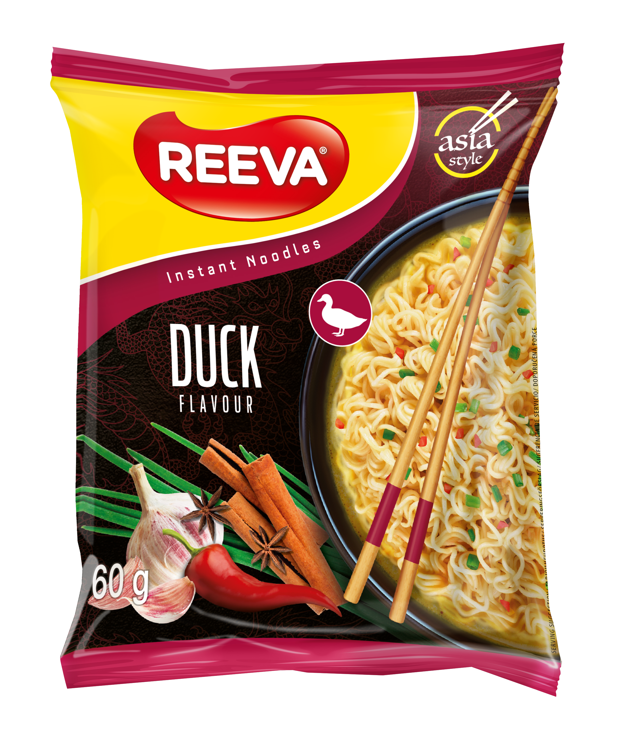 Reeva Duck Flavour Instant Noodles 60g (Pack of 4)