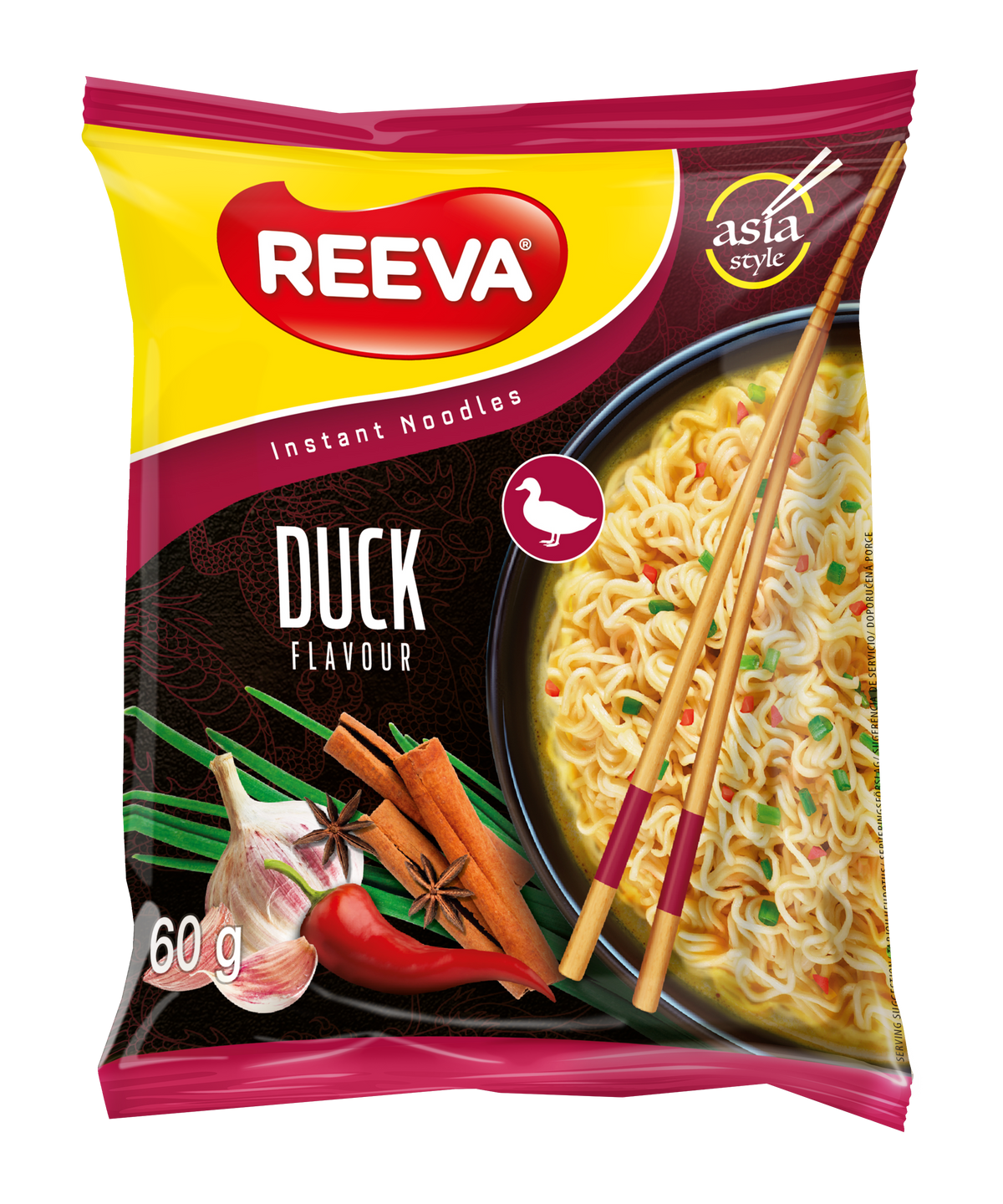 Reeva Duck Flavour Instant Noodles 60g (Pack of 4)