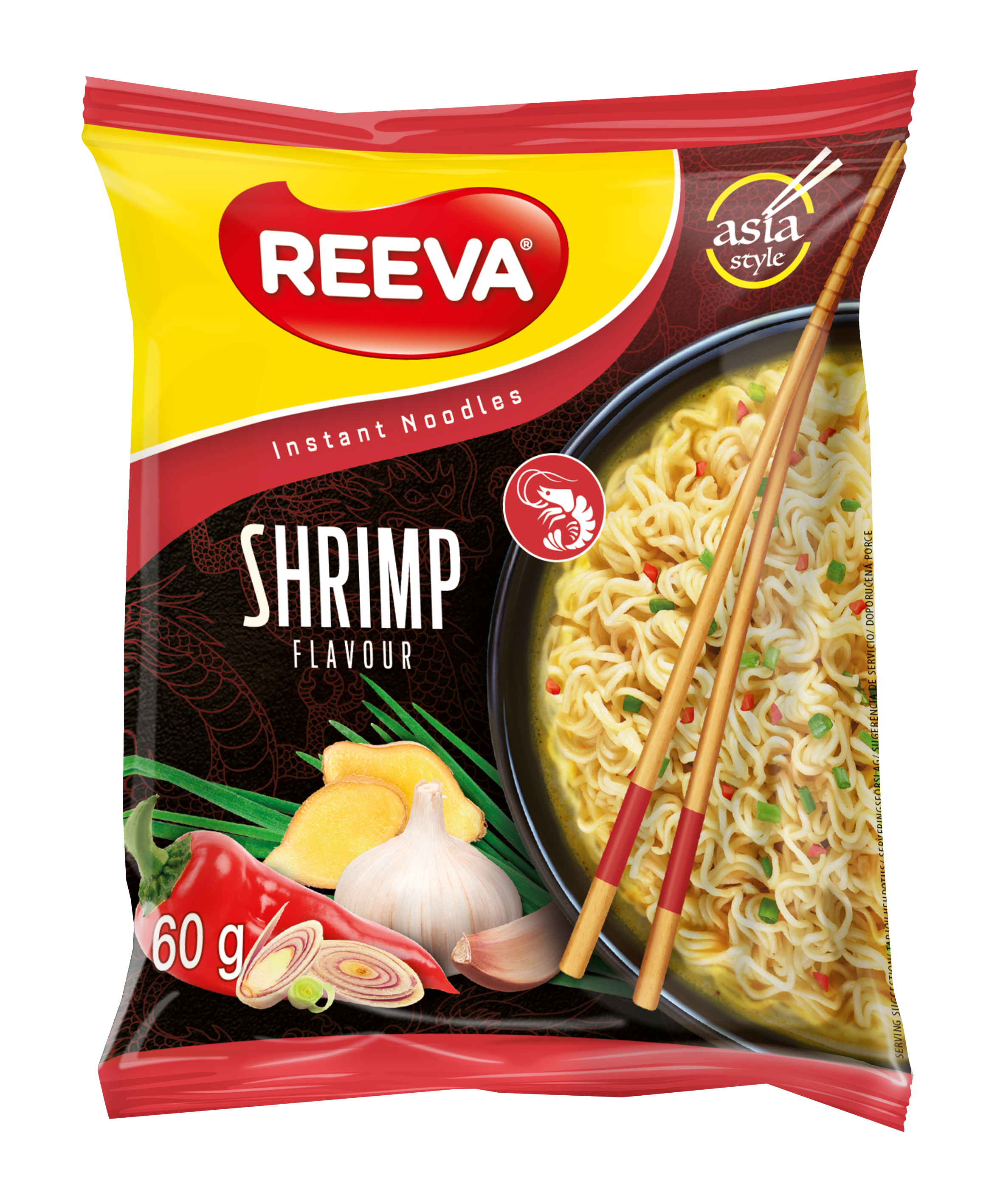 Reeva Shrimp Flavour Instant Noodles 60g (Pack of 4)