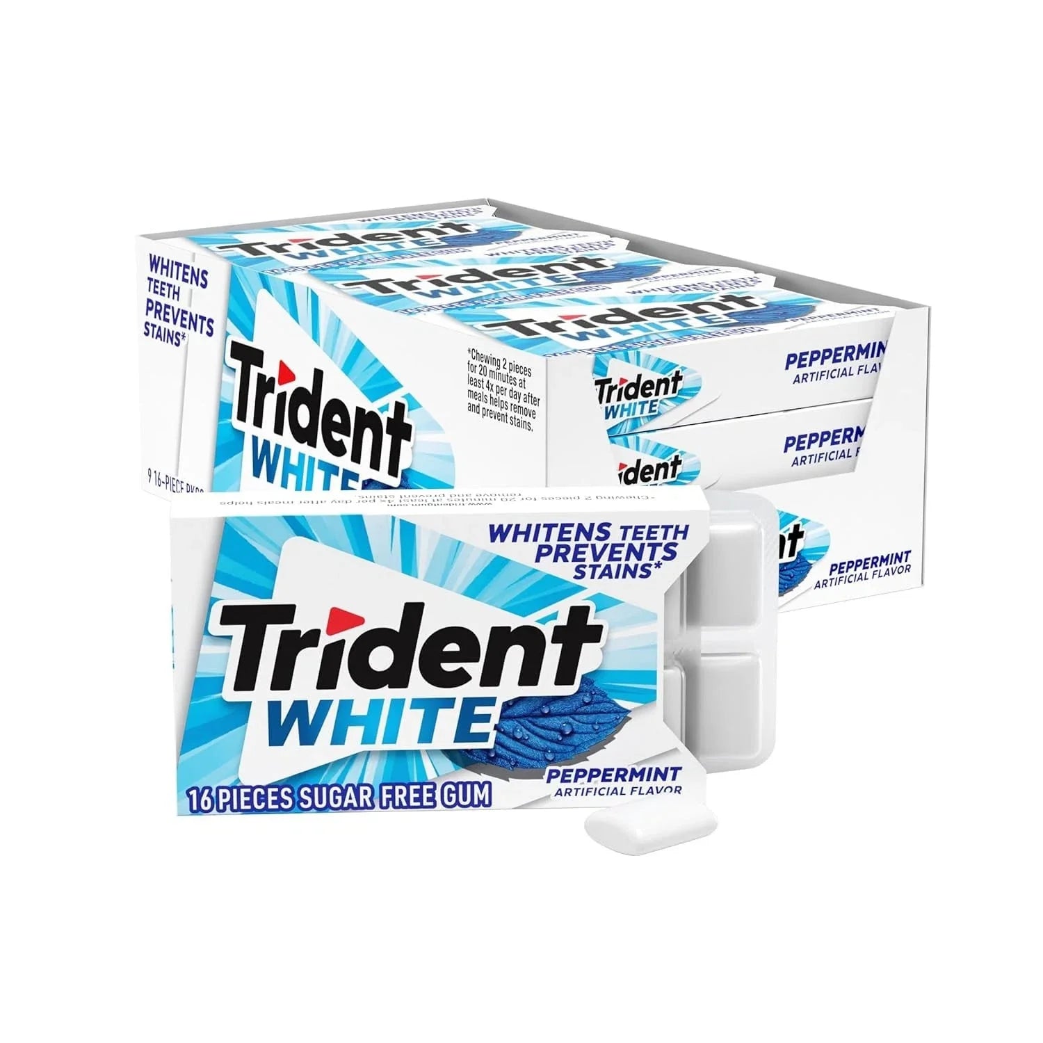 Trident White Peppermint Sugar Free Gum 16 Pieces