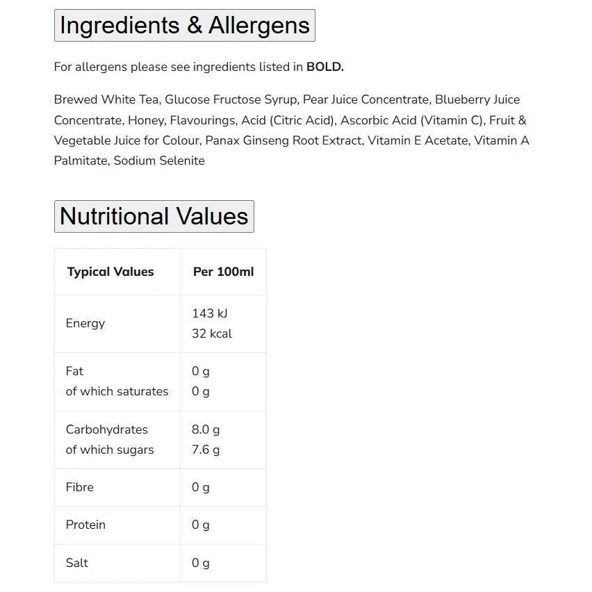 Arizona Blueberry White Tea Flavour 650ml
