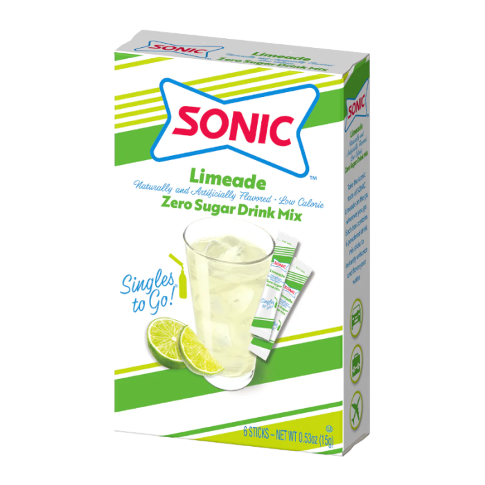 Sonic Zero Sugar Singles To Go Limeade Drink Mix