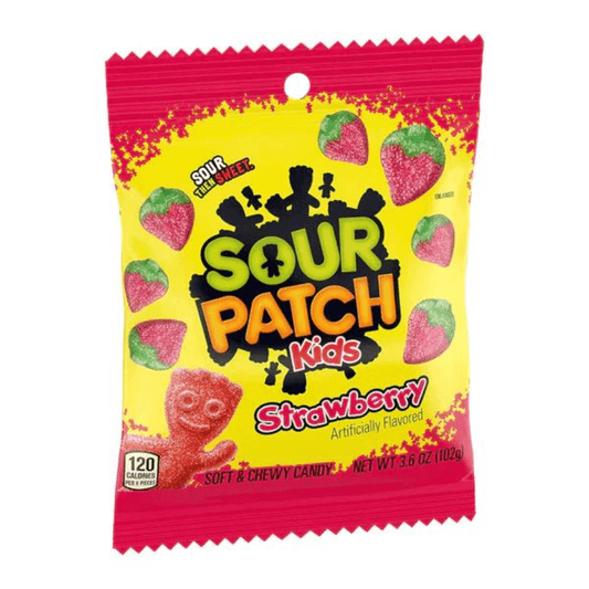 Sour Patch Kids Strawberry Soft & Chewy Candy Peg Bag 141g (Pack of 2)