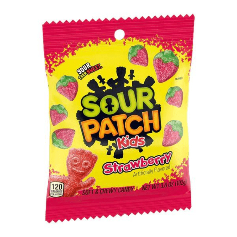 Sour Patch Kids Strawberry Soft & Chewy Candy Peg Bag 141g (Best Before Date 05 March 2026)