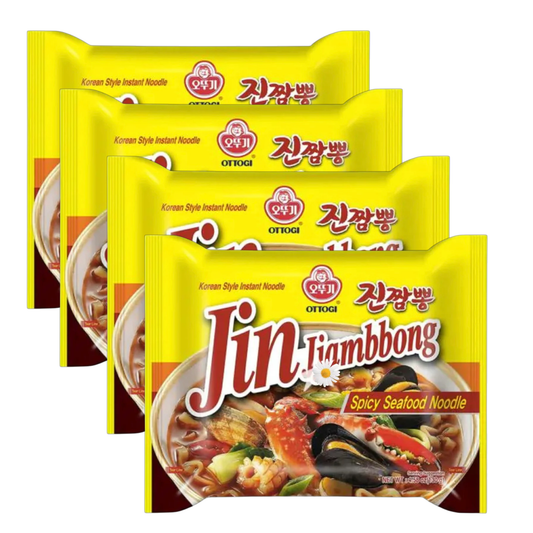 (Japan) OTTOGI Jin Jjamppong, Korean Style Spicy Seafood Ramen Instant Noodle 520g (4 x 130g) (Best Before : 24 Sep 2025)