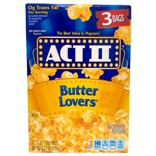 Act II Butter Lovers Microwave Popcorn 234g sold by American Grocer in the UK