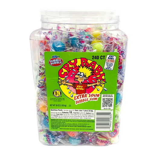 Dubble Bubble Cry Baby Extra Sour Bubble Gum 240 Pieces sold by American grocer Uk