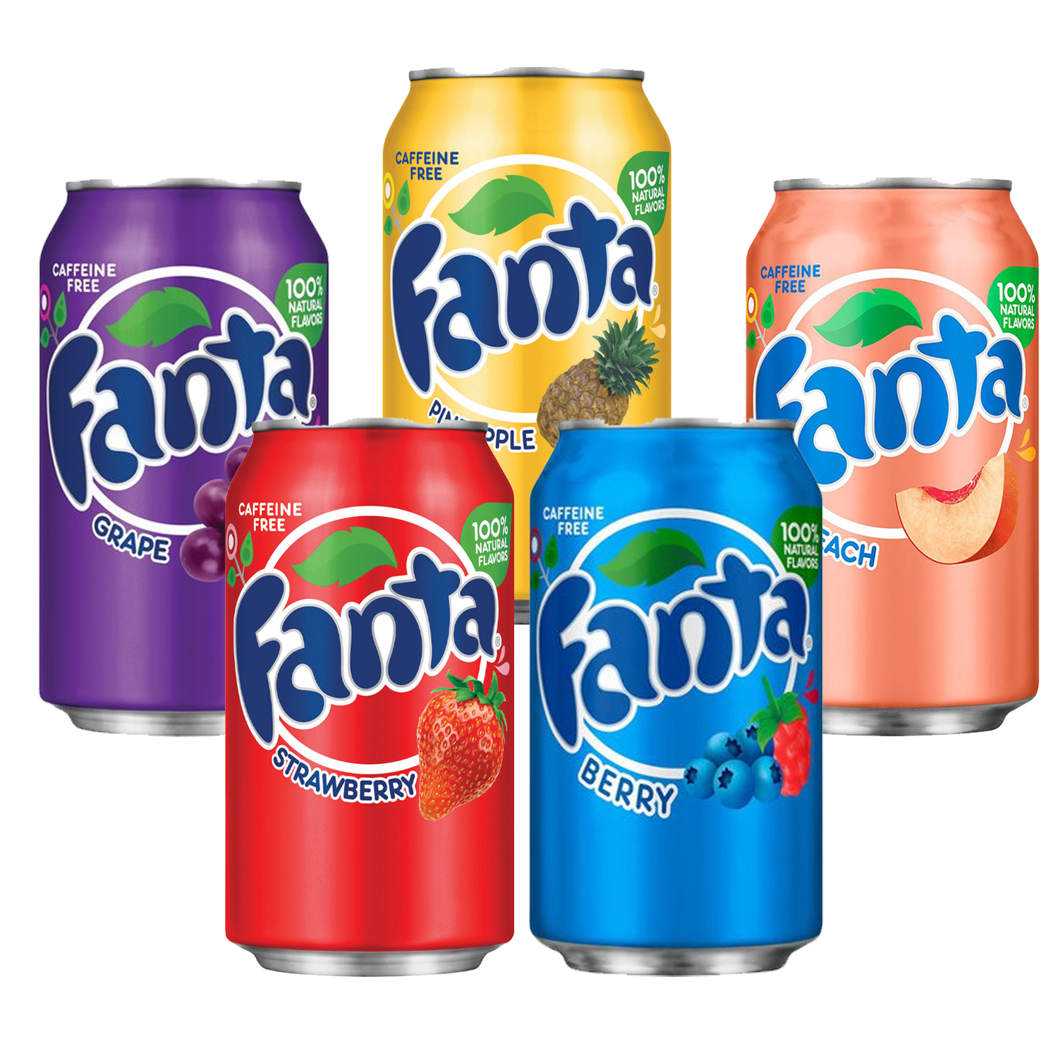 Fanta 5 Flavours Mix Pack Cans (Grape, Pineapple, Strawberry, Peach, Berry)