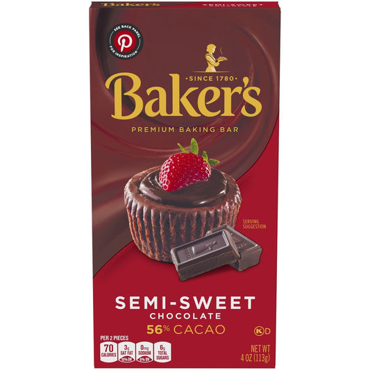 Baker's 56% Cacao Semi-Sweet Chocolate Baking Bar 113g sold by American Grocer in the UK