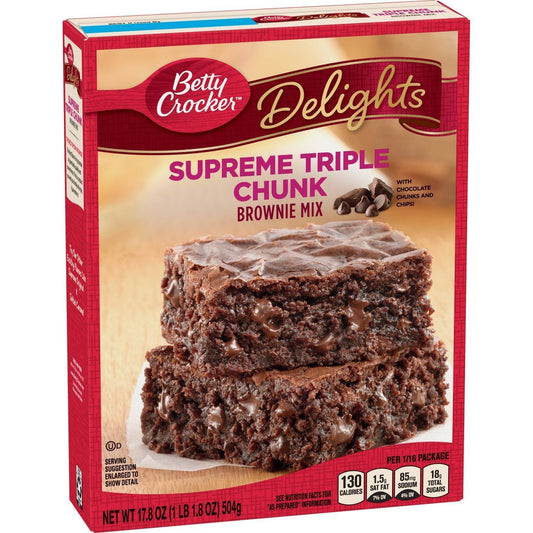 Betty Crocker Supreme Triple Chunk Brownie Mix 504g sold by American Grocer in the UK