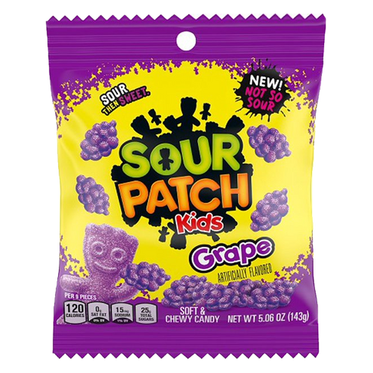 Sour Patch Kids Grape Soft & Chewy Candy Peg Bag 143g (BBD : 30 Jan 2025)