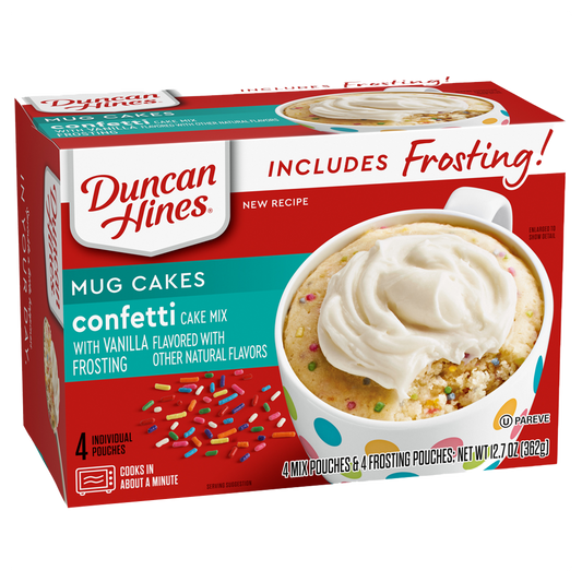 Duncan Hines Confetti Cake Mix with Vanilla Frosting Mug Cakes 362g sold by American grocer Uk