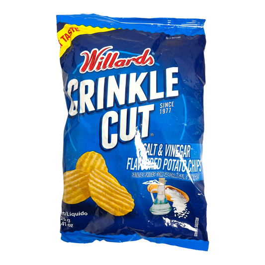 Willards Crinkle Cut Salt & Vinegar Flavoured Potato Chips 125g [South African]