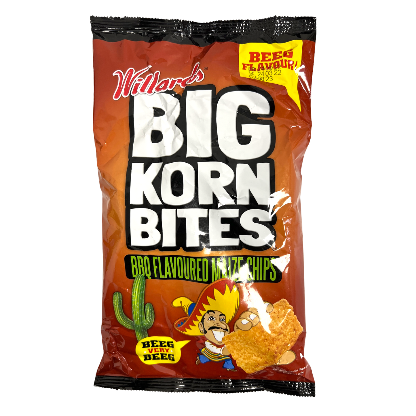 Willards Big Korn Bites BBQ Flavoured Maize Chips 120g [South African]