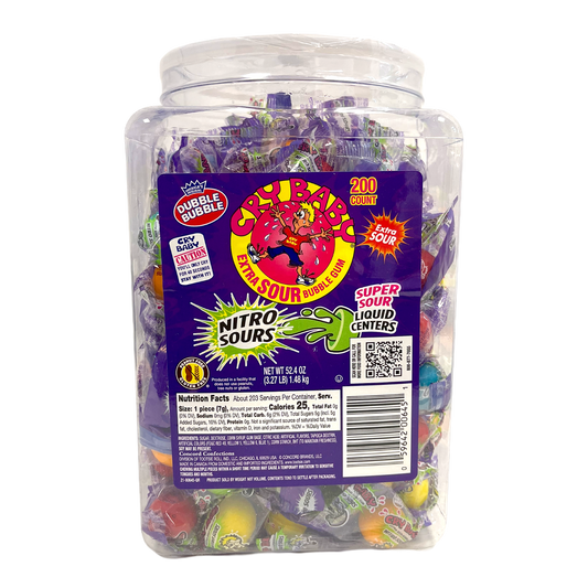 Dubble Bubble Cry Baby Nitro Extra Sour Bubble Gum 1.48kg -200 Pieces sold by American grocer Uk