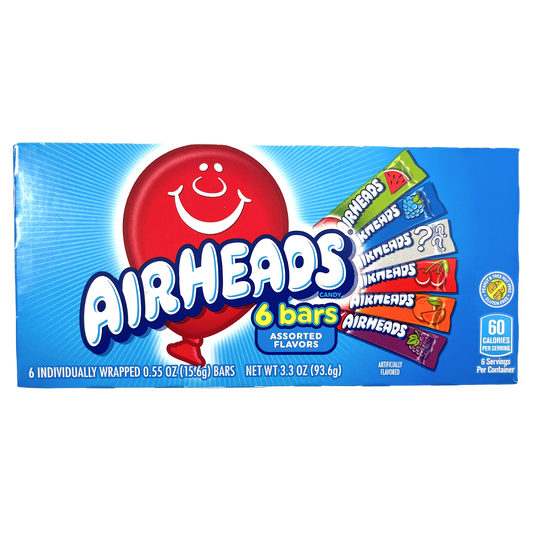 Airheads Assorted Flavours 6 Bars Theatre Box 93.6g sold by American Grocer in the UK