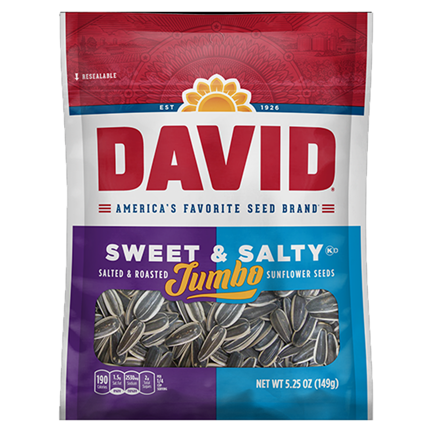 David Sweet & Salty Salted & Roasted Jumbo Sunflower Seeds 149g