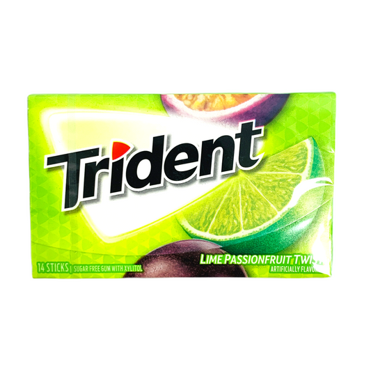 Trident Lime Passion Fruit Twist Sugar Free Gum 14 Sticks